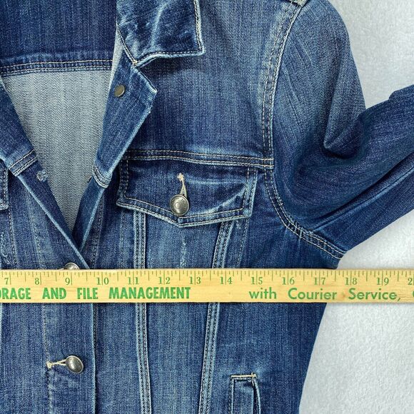 ARTICLES OF SOCIETY Jacket Womens M Trucker Jean Denim Cropped Button Front Blue - Picture 13 of 16